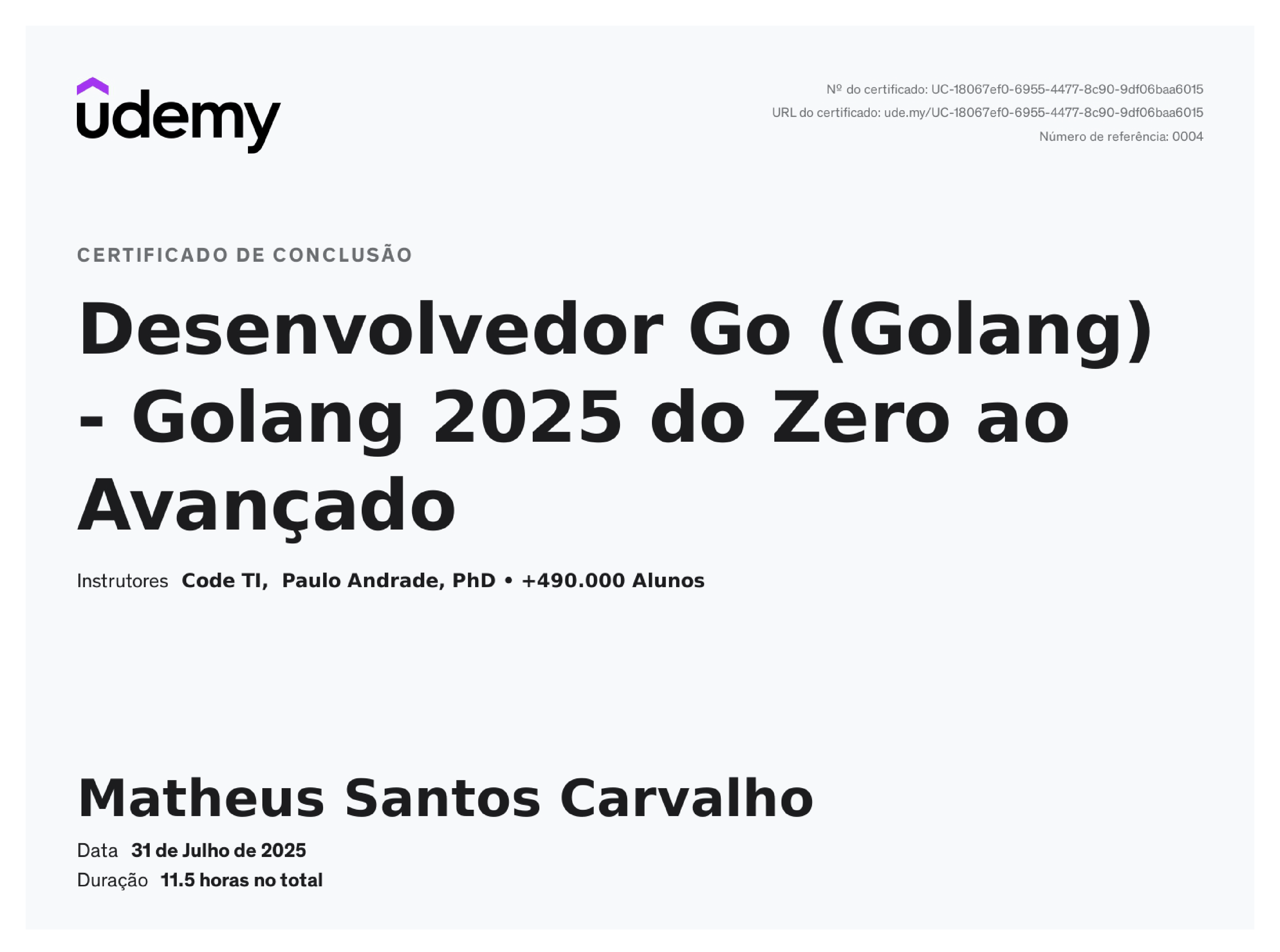 Certificado Golang
